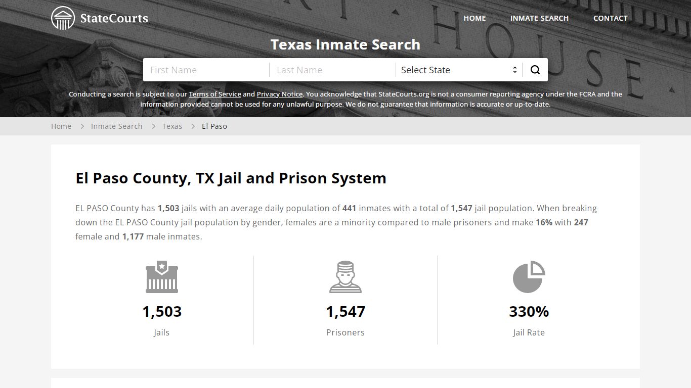 El Paso County, TX Inmate Search - StateCourts